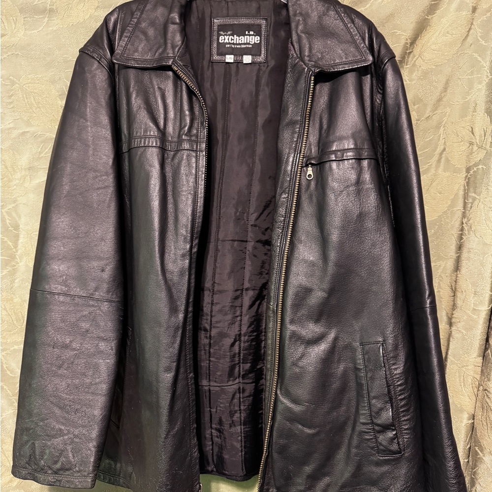 EXCHANGE Men’s Vintage Black Leather Jacket Sz Lg